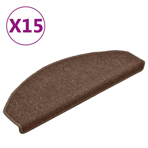 vidaXL Stigamottur 15 stk 65x24x4 cm br&uacute;nar h&aacute;lfhringlaga st&oacute;rar