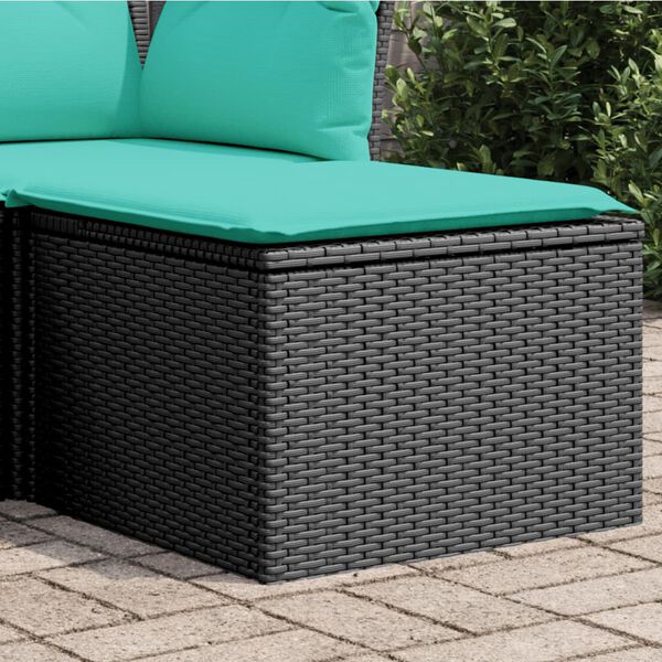 vidaXL Gar&eth;bor&eth; me&eth; sessu Svartur 55x55x37 cm P&oacute;l&yacute;rattan