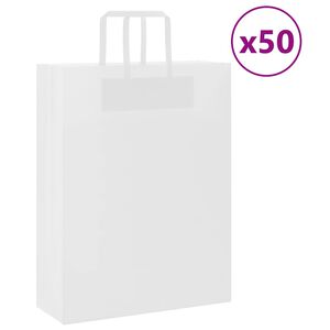 vidaXL Papp&iacute;rspokar 50 stk me&eth; Handf&ouml;ngum Hv&iacute;tir 32x12x42 cm