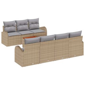 vidaXL Gar&eth;s&oacute;fa sett me&eth; p&uacute;&eth;i 8 pcs Drapplita&eth;ur p&oacute;l&yacute;rattan