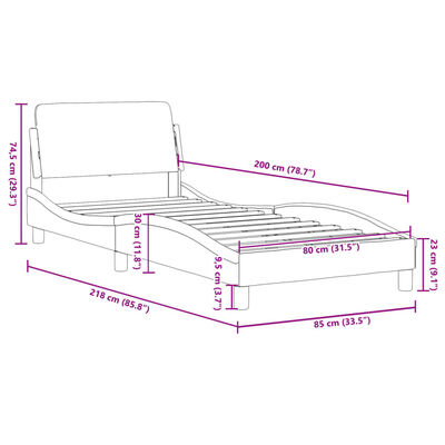 vidaXL Rúmgrind með Höfðagafli Dökkgræn 80x200 cm Flauel