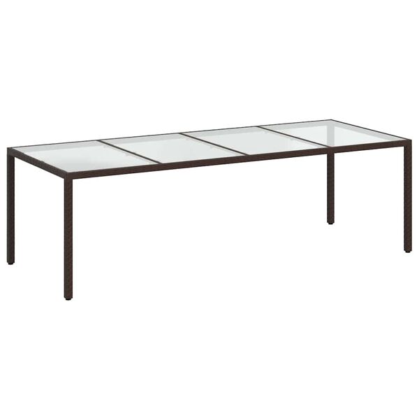 vidaXL 9 Parta Gar&eth;bor&eth;sett me&eth; Sessum Br&uacute;nt P&oacute;l&yacute;rattan og Gler