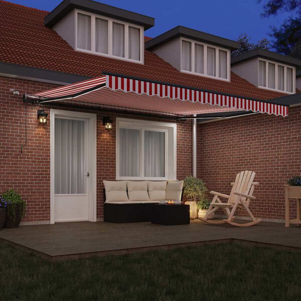 vidaXL R&uacute;&eth;ufegar me&eth; Rautt og hv&iacute;tt 400 &times; 300 cm P&oacute;l&yacute;ester