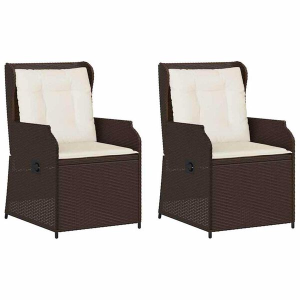 vidaXL Garðbekkur með púði 2 pcs Brúnn Poly rattan