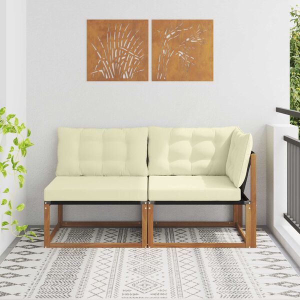 vidaXL Mi&eth;- og Horns&oacute;fi me&eth; p&uacute;&eth;i 2 Stykki N&aacute;tt&uacute;rulegur Hrein akas&iacute;utr&eacute;