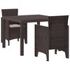 vidaXL Gar&eth;ur bor&eth;sett 3 pcs Br&uacute;nn P&oacute;l&yacute;pr&oacute;p&yacute;len
