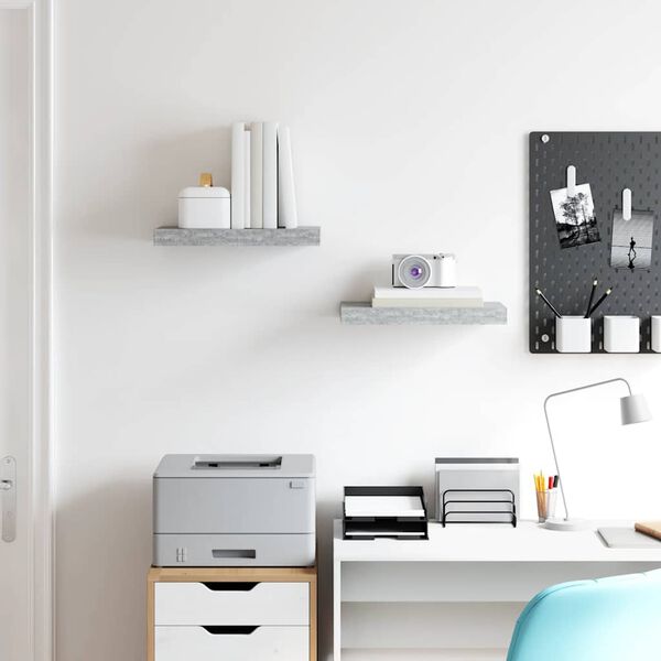 vidaXL Vegghengdar Hillur 2 stk. Steypugr&aacute;ar 40x23x3,8 cm MDF