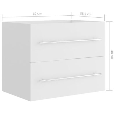 804692 vidaXL Sink Cabinet White 60x38,5x48 cm Chipboard