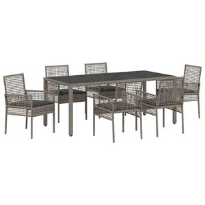 vidaXL Gar&eth;ur bor&eth;sett 7 pcs Gr&aacute;r p&oacute;l&yacute;rattan