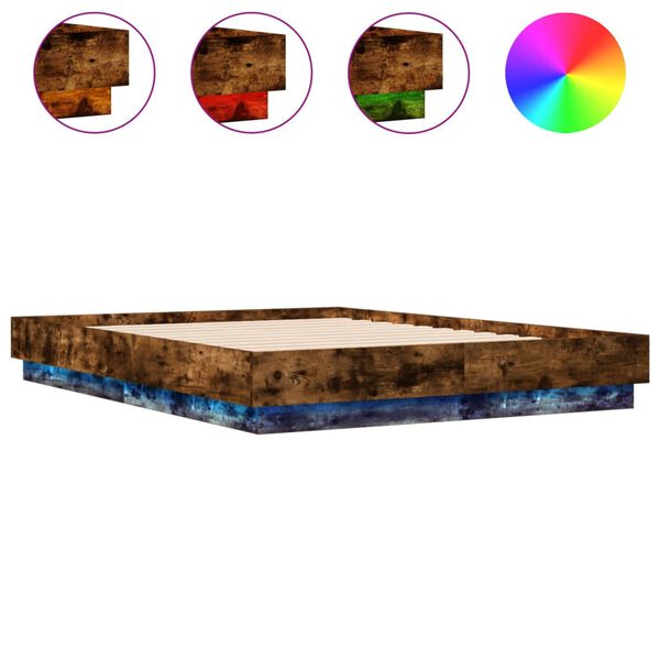 vidaXL R&uacute;mgrind me&eth; LED &aacute;n D&yacute;nu Reykt&oacute;na Eikarlitur 120x190 cm