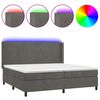 vidaXL H&oacute;lfa&eth; Springr&uacute;m me&eth; D&yacute;nu&LED D&ouml;kkgr&aacute;tt 200x200 cm Flauel