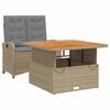 vidaXL 2 Parta Gar&eth;bor&eth;stofusett me&eth; Sessum Drappa&eth; P&oacute;l&yacute;rattan