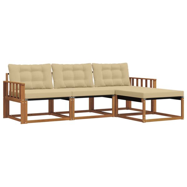 vidaXL &Uacute;ti s&oacute;fasett me&eth; p&uacute;&eth;i 4 pcs N&aacute;tt&uacute;rulegt og B&eacute;ig