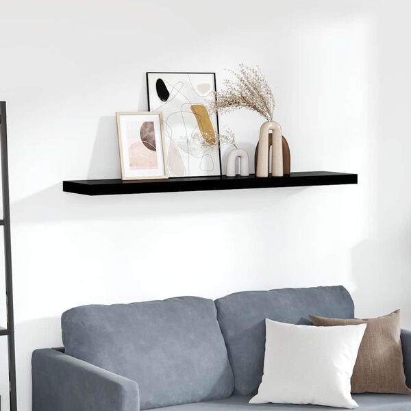 323778 vidaXL Floating Wall Shelf High Gloss Black 120x23,5x3,8 cm MDF