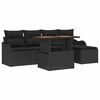 vidaXL Gar&eth;s&oacute;fa sett me&eth; geymslu 6 pcs Svartur Poly rattan
