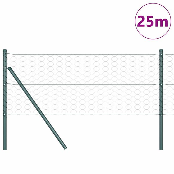 vidaXL Girðingarpóstur Grænn 25 x 0,6 m (50 mm net) Stál og PVC