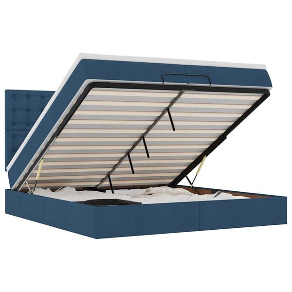 vidaXL Ottoman r&uacute;mgrind me&eth; d&yacute;num Bl&aacute;r 200x200cm Efni