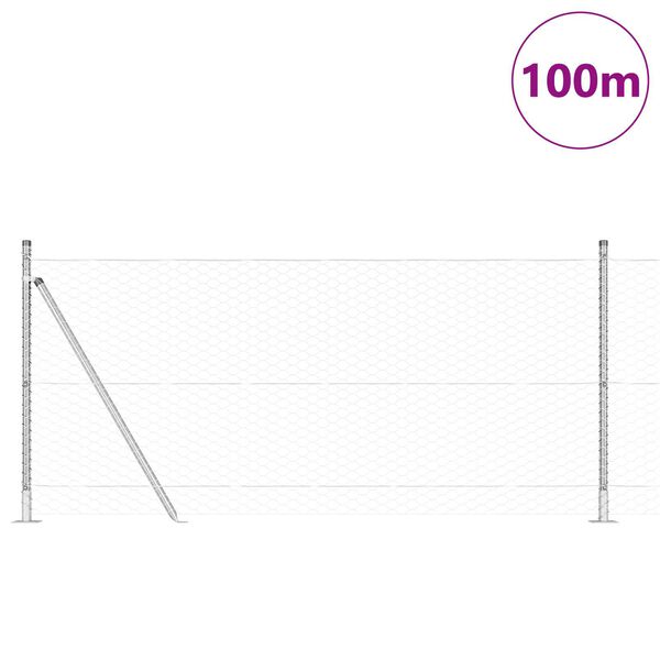 vidaXL Gir&eth;ingarp&oacute;stur Silfur 100 x 0,8 m (36 mm net) St&aacute;l