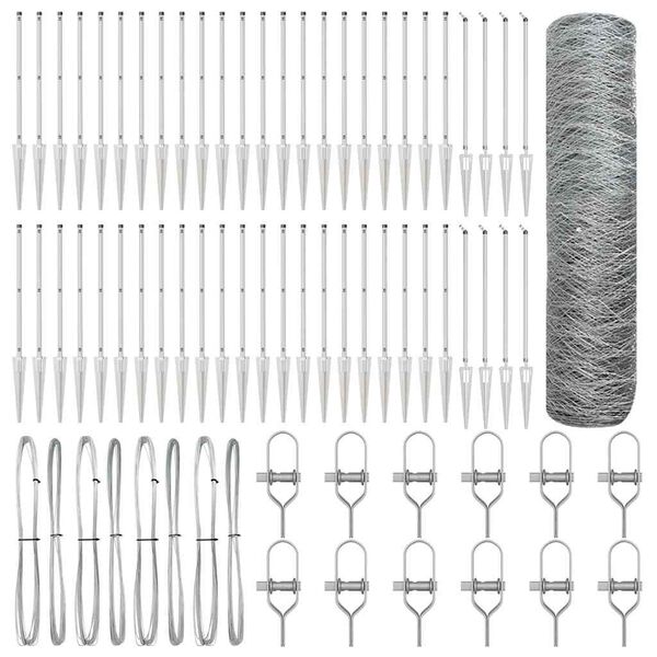 vidaXL Gir&eth;ingarp&oacute;stur Silfur 100 x 0,4 m (36 mm net) St&aacute;l