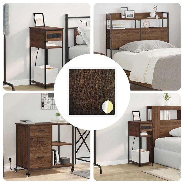 vidaXL Sj&aacute;lfl&iacute;mplata fyrir skr&uacute;fur 12 pcs Br&uacute;nn eik &Oslash; 20 x 0,5 mm