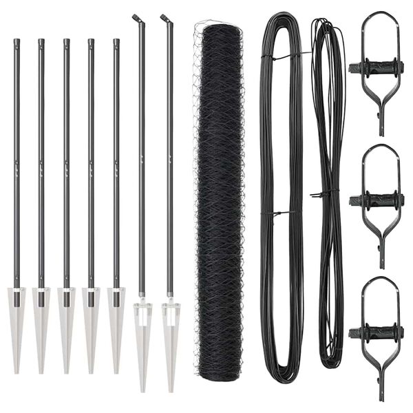 vidaXL Gir&eth;ingarp&oacute;stur Gr&aacute;r 10 x 1,2 m (50 mm net) St&aacute;l og PVC