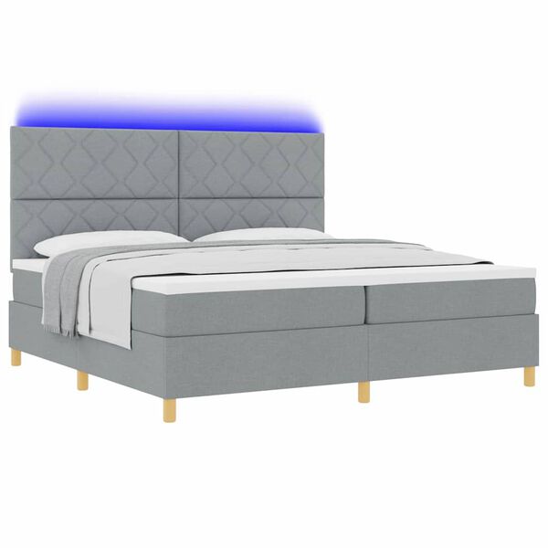 vidaXL LED Box Spring R&uacute;m me&eth; d&yacute;nu Lj&oacute;sgr&aacute;r 200 x 200 cm d&uacute;kur