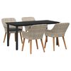 vidaXL Gar&eth;ur bor&eth;sett me&eth; p&uacute;&eth;i 5 pcs Lj&oacute;sgr&aacute;r p&oacute;l&yacute;rattan