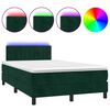 vidaXL H&oacute;lfa&eth; Springr&uacute;m me&eth; D&yacute;nu&LED D&ouml;kkgr&aelig;nt 120x200cm Flauel