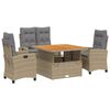 vidaXL 4 Hluta Gar&eth;bor&eth;stofusett me&eth; Sessum Drappa&eth; P&oacute;l&yacute;rattan