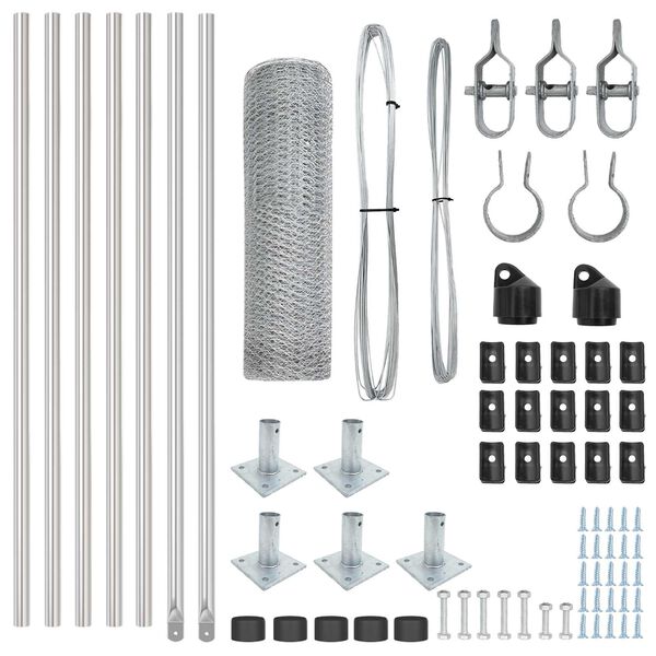 vidaXL Gir&eth;ingarp&oacute;stur Silfur 10 x 0,5 m (25 mm net) St&aacute;l