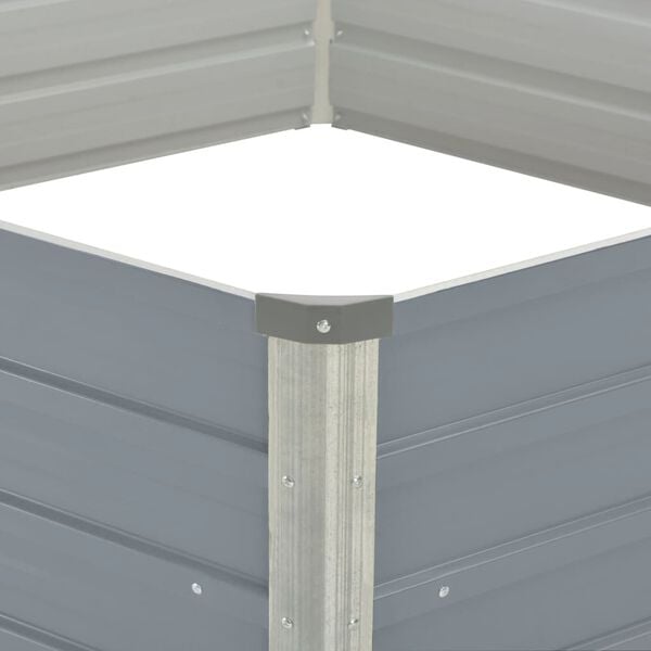 vidaXL Upph&aelig;kka&eth; Gar&eth;be&eth; 129x129x45 cm Sinkh&uacute;&eth;a&eth; St&aacute;l Gr&aacute;tt