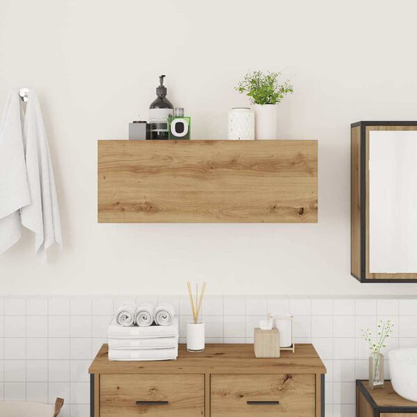 vidaXL ba&eth;herbergis veggsk&aacute;pur Artisan Oak 80x25x30 cm Hanna&eth;ur vi&eth;ur