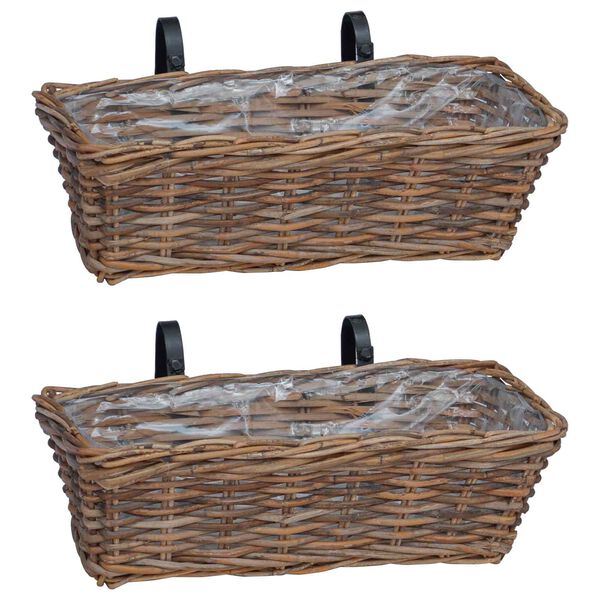 vidaXL Hangandi pl&ouml;ntu k&ouml;rfa 2 pcs Br&uacute;nn 48 x 22 x 15 cm Lacak rattan