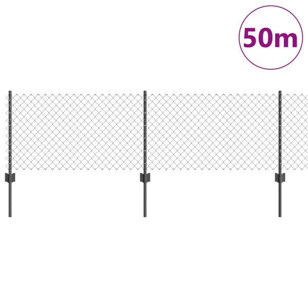 vidaXL Gir&eth;ing me&eth; p&oacute;st Gr&aacute;r 0,4 x 50 m St&aacute;l og PVC
