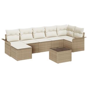 vidaXL Gar&eth;s&oacute;fa sett me&eth; p&uacute;&eth;i 8 pcs Drapplita&eth;ur Poly rattan