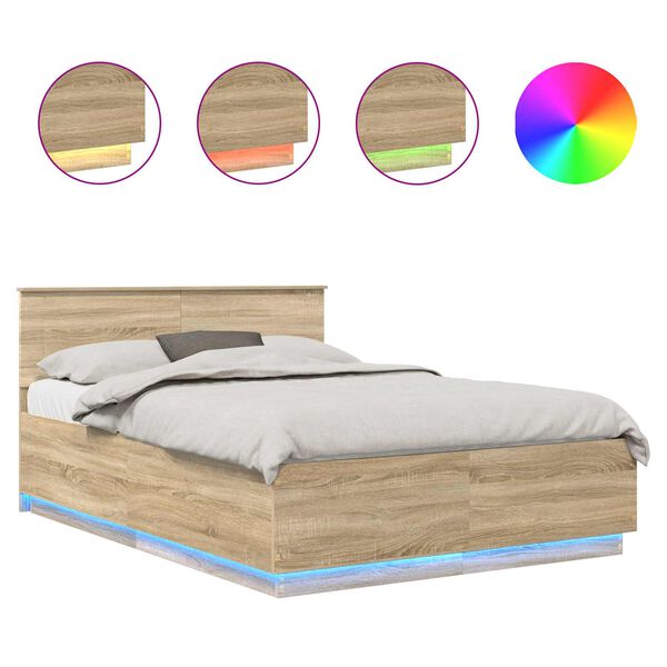 vidaXL Ramsv&iacute;k me&eth; h&ouml;fu&eth;gafl Sonoma Eik 150 x 200 cm Samsettur vi&eth;ur