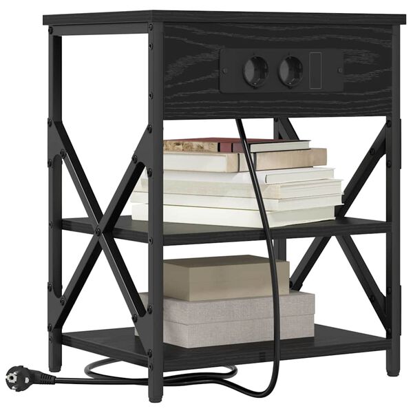 vidaXL Noat&ouml;flu sk&aacute;pur me&eth; hillu 2 pcs Svartur Eik 41 x 31 x 51 cm