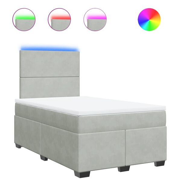 vidaXL H&oacute;lfa&eth; Springr&uacute;m Lj&oacute;sgr&aacute;tt 120x200 cm Flauel