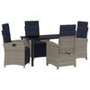 vidaXL Gar&eth;ur bor&eth;sett me&eth; p&uacute;&eth;i 5 pcs Gr&aacute;r p&oacute;l&yacute;rattan