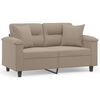 vidaXL 2ja s&aelig;ta s&oacute;fi me&eth; p&uacute;&eth;um Taupe 120 cm &ouml;rtrefjaefni