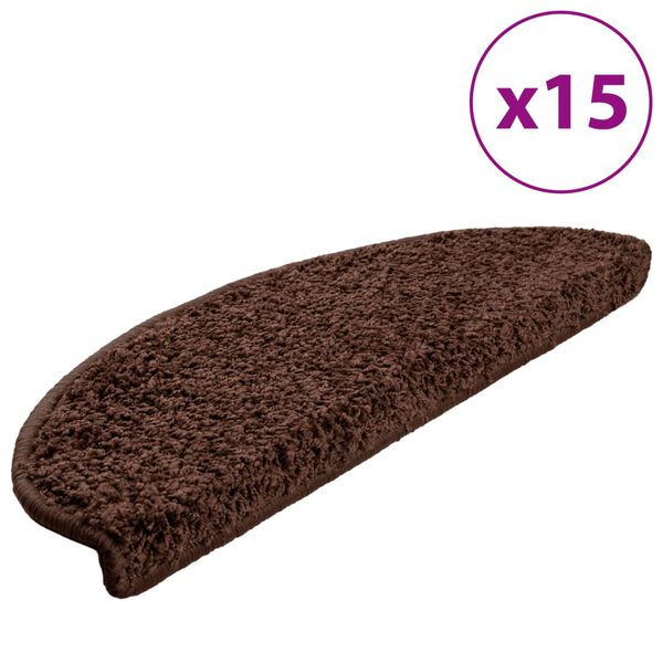 vidaXL Stigamottur 15 stk 65x21x4 cm br&uacute;nar h&aacute;lfhringlaga st&oacute;rar
