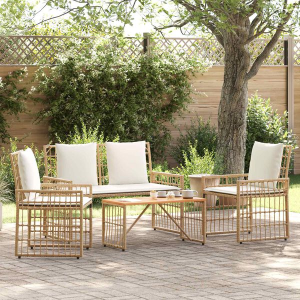 vidaXL Utandyra h&uacute;sgagna sett 4 pcs N&aacute;tt&uacute;rulegt og kremhv&iacute;t