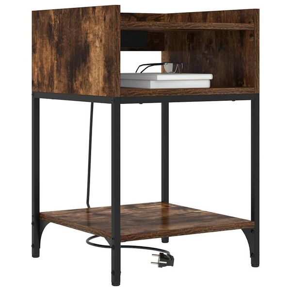 vidaXL Noat&ouml;flu sk&aacute;pur Rau&eth;-eik 40 x 40 x 61 cm Samsettur vi&eth;ur