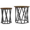 vidaXL S&oacute;fabor&eth; 2 pcs Rau&eth;-eik Vinnslutr&eacute; og st&aacute;li