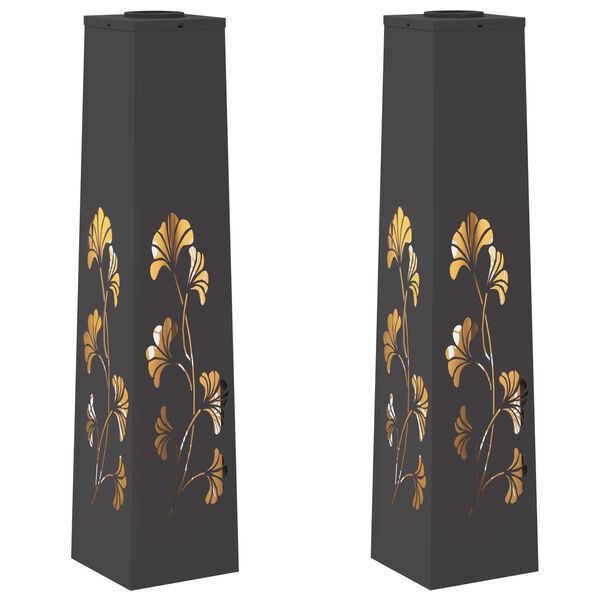 vidaXL S&oacute;lar LED st&iacute;gslj&oacute;s 2 pcs Svartur Kaldvalsa&eth;ur st&aacute;lar