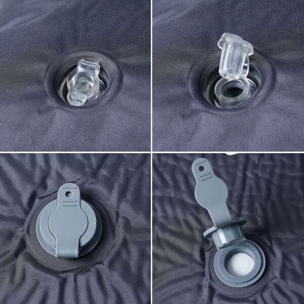 vidaXL Uppblásanleg Útilegudýna með Púða f. 1 manneskju Grár