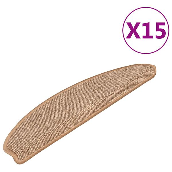 vidaXL Stigamottur 15 stk 65x21x4 cm lj&oacute;sbr&uacute;nar h&aacute;lfhringlaga st&oacute;rar