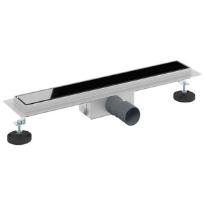 vidaXL Sturtuvatn me&eth; gler&thorn;aki Svartur 50 cm Ry&eth;fr&iacute;tt st&aacute;l 304