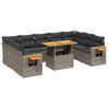 vidaXL 10 Hluta Gar&eth;s&oacute;fasett me&eth; Sessum Gr&aacute;tt P&oacute;l&yacute;rattan