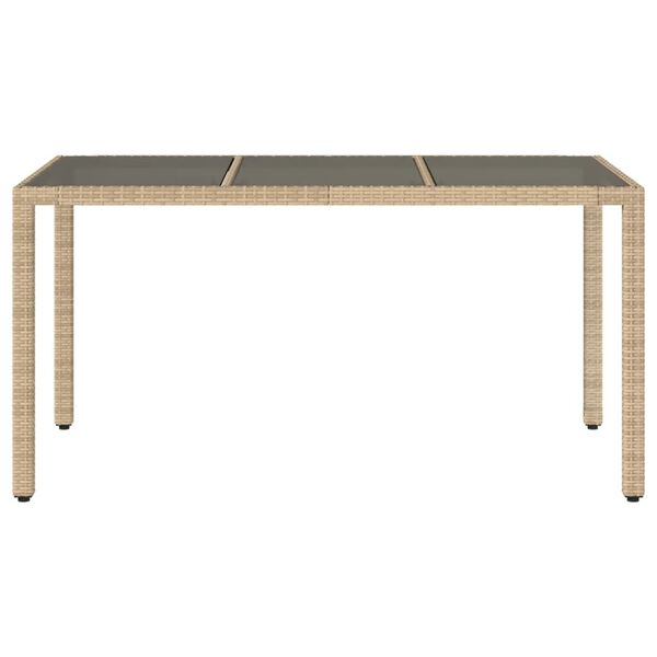 vidaXL Garðborð 150x90x75 cm Hert Gler og Pólýrattan Drappað